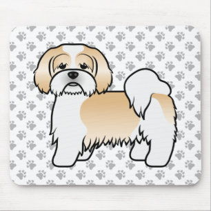 Mousepad Cachorro De Cartoon Dourado E Branco Lhasa Apso