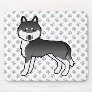 Mousepad Cachorro de Cartoon Negro E Branco Siberiano