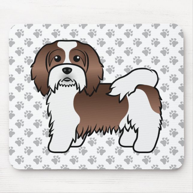 Mousepad Cachorro De Desenho Animado Fofo Havanês Chocolate (Frente)