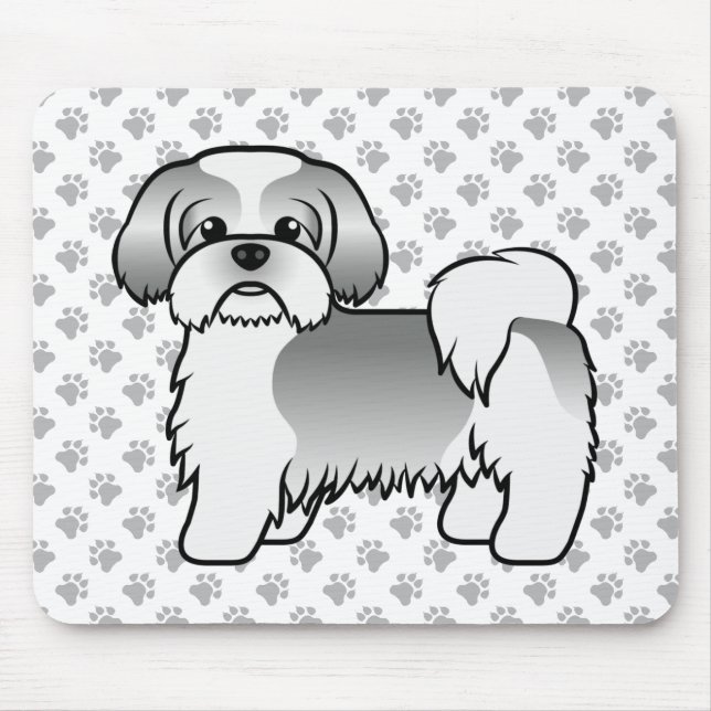 Mousepad Cachorro De Desenho Animado Fofo Shih Tzu Prateado (Frente)