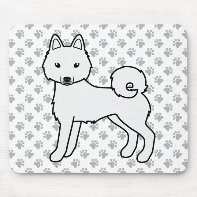 Mousepad Cachorro de desenho animado fofo White Alaskan Kle (Frente)