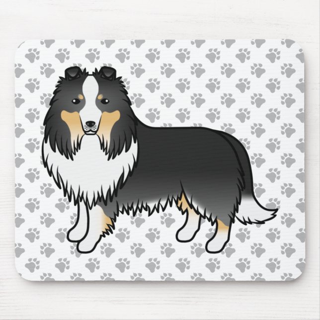 Mousepad Cachorro de desenho animado Tricolor Shetland Shee (Frente)