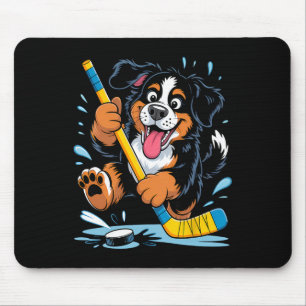 Mousepad Cachorro de Hóquei Bernese Mountain Dog Diversão n