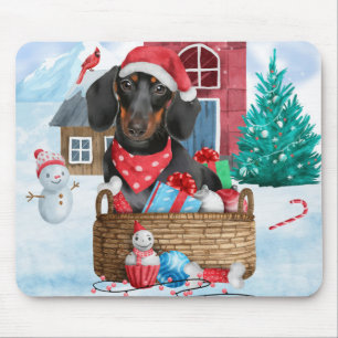 Mousepad Cachorro De Neve Na Casa De Cachorro De Natal
