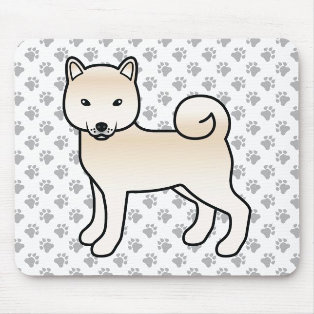 Mousepad Cachorro Desenho Animado Shiba Inu Creme & Patas (Frente)
