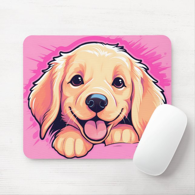 Mousepad Cachorro do Retriever do Ouro de Pequim (Com mouse)