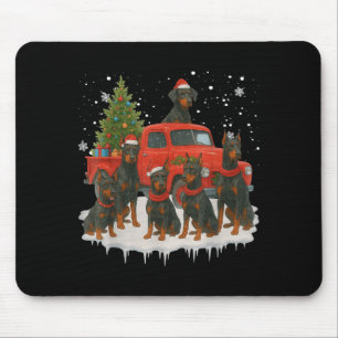 Mousepad Cachorro Doberman Nscher Caminhão Vermelho Árvore