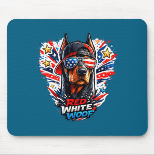 Mousepad Cachorro dobermann pinscher engraçado vermelho bra