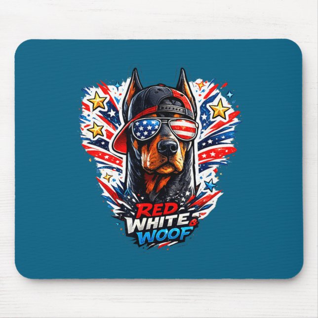 Mousepad Cachorro dobermann pinscher engraçado vermelho bra (Frente)