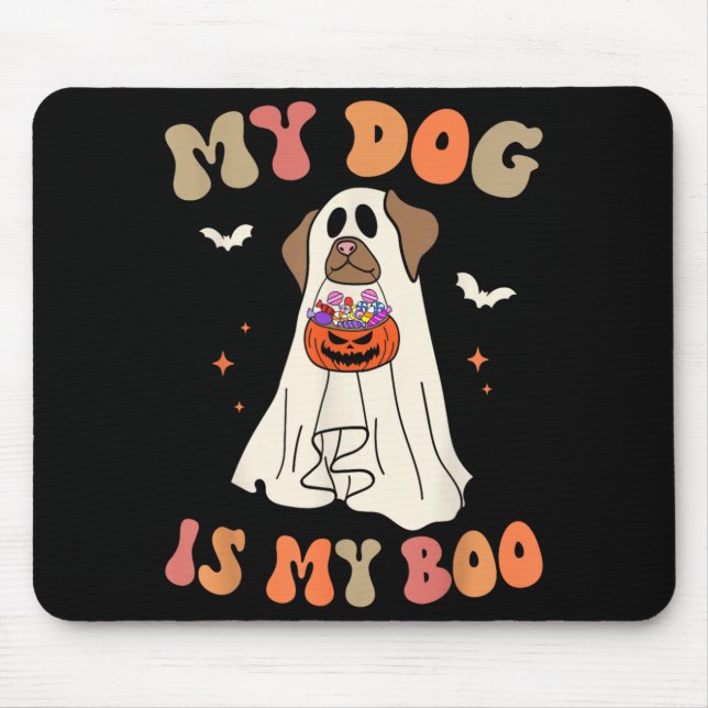Mousepad Cachorro É Boo Fantasma Assustador Dia das Bruxas  (Frente)