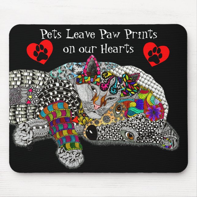 Mousepad Cachorro e Moco Colorido e Gato (Frente)