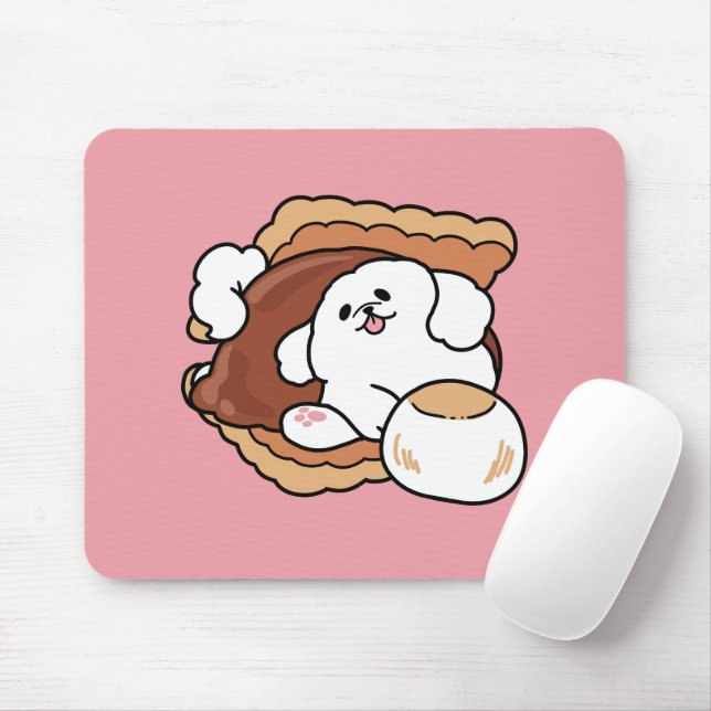 Mousepad Cachorro Engraçado e Design de S'more – Pun para A (Com mouse)