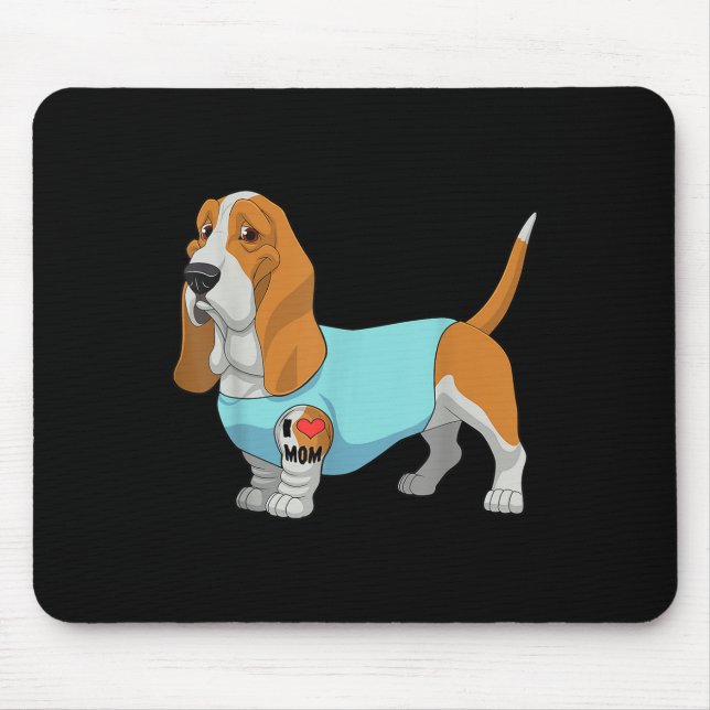 Mousepad Cachorro Engraçado Eu Amo Mamãe Tatuagem Dotada (Frente)