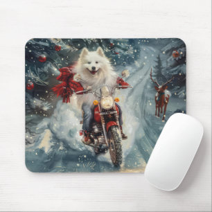 Mousepad Cachorro Esquimó Americano Pilotando Motocicleta N