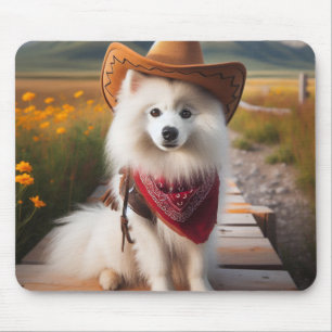 Mousepad Cachorro esquimó americano vestindo um chapéu de c