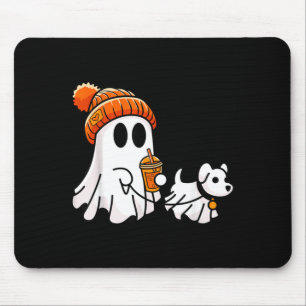 Mousepad Cachorro Fantasma Andando Roupa de Halloween Engra