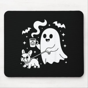 Mousepad Cachorro Fantasma Bulldogue Francês Café Halloween
