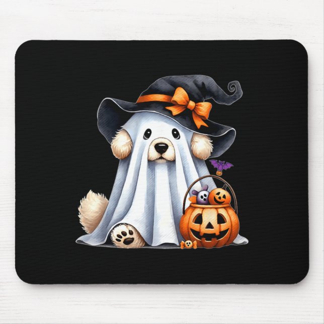 Mousepad Cachorro Fantasma de Halloween (Frente)