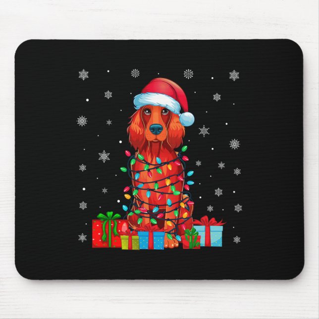 Mousepad Cachorro Feio Xmas Luzes Santa Hat Ch (Frente)