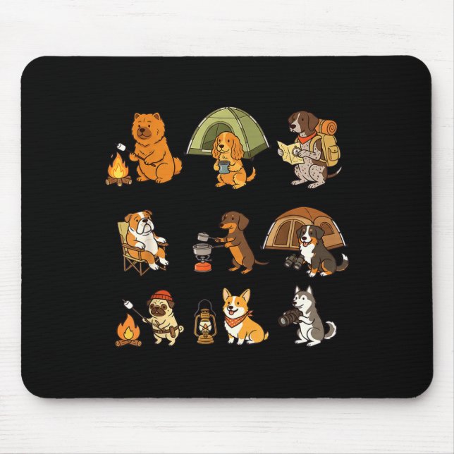 Mousepad Cachorro fofo aventura de acampamento design de de (Frente)
