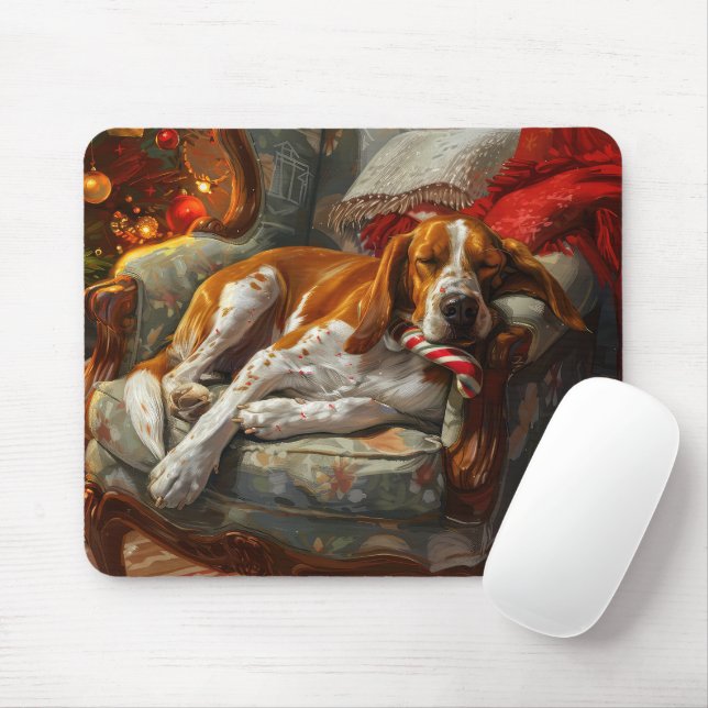 Mousepad Cachorro Foxhound Americano de Natal Festivo (Com mouse)
