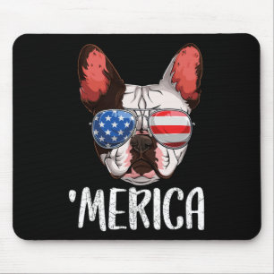 Mousepad Cachorro Francês Cachorro 4 De Julho Bandeira Amer