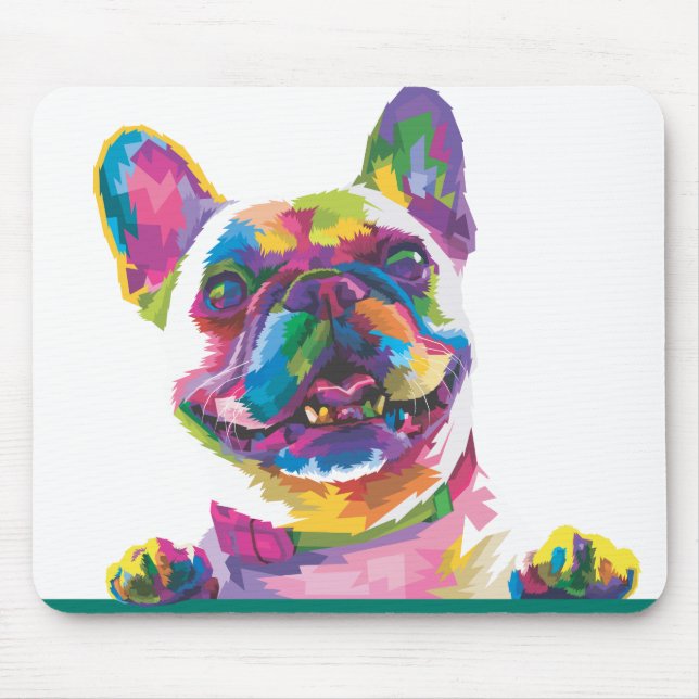 Mousepad Cachorro francês colorido (Frente)
