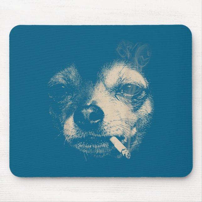 Mousepad Cachorro fumando cigarro meme engraçado de Chihuah (Frente)