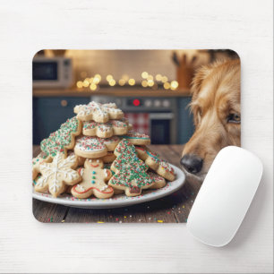 Mousepad Cachorro Fungando Biscoitos de Natal