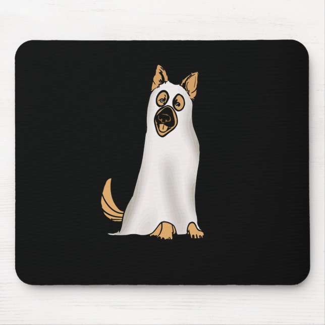 Mousepad Cachorro german shepherd Vestindo Fantasma Engraça (Frente)