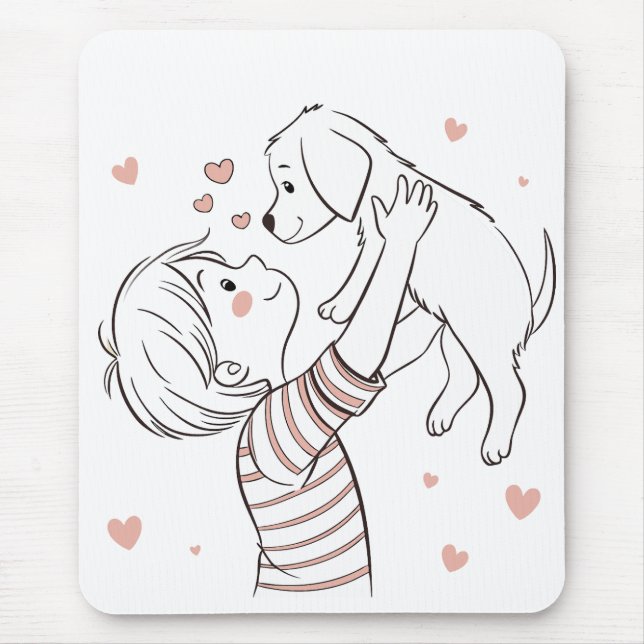 Mousepad Cachorro giro com animação infantil feliz (Frente)