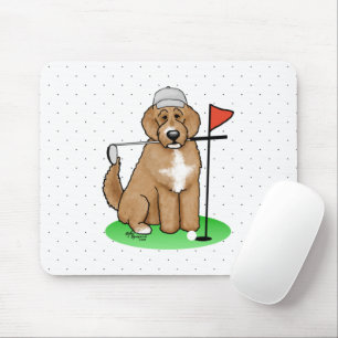 Mousepad Cachorro Goldendoodle Jogando Golfe (whmk2 vermelh
