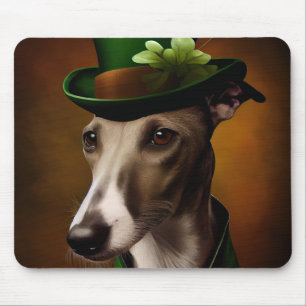 Mousepad Cachorro Greyhound na Rua. Vestido do dia de Patri