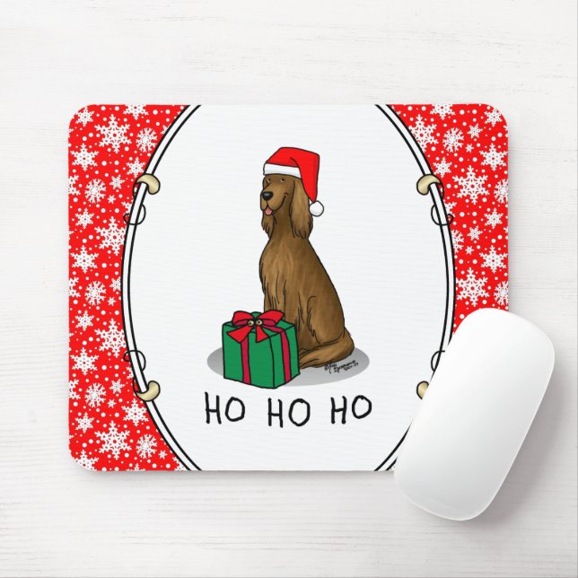 Mousepad Cachorro Irlandês de Natal Santa Hat (vermelho 1) (Com mouse)
