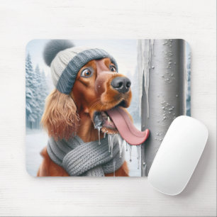 Mousepad Cachorro Irlandês Que Licencia Um Polo Congelado