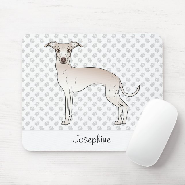 Mousepad Cachorro Italiano Greyhound Fofo Com Nome Personal (Com mouse)