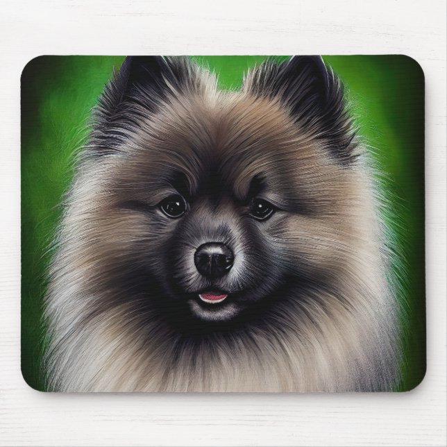 Mousepad Cachorro Keeshond na Rua. (Frente)