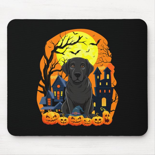 Mousepad Cachorro Labrador Preto Com Abóboras Engraçado Ass (Frente)