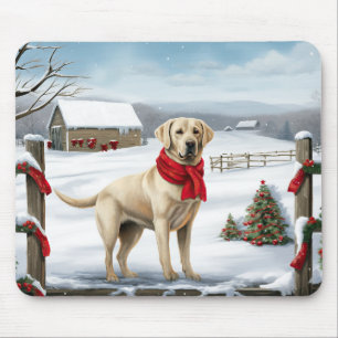 Mousepad Cachorro Labrador Retriever na Neve Natal