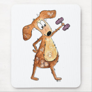 Mousepad Cachorro Marrom Cachorro Cachorro Levantando Pesos