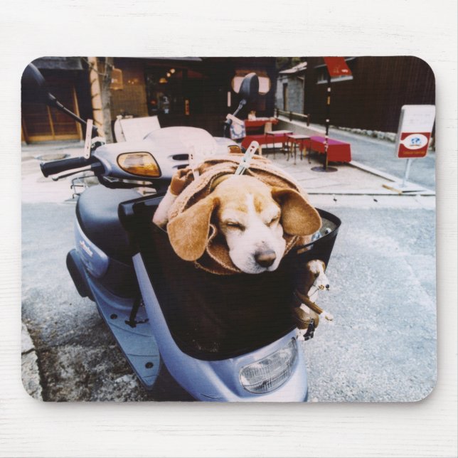 Mousepad Cachorro na cesta do moto (Frente)