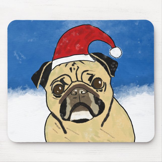 Mousepad Cachorro na Neve, Natal, Retrato de Aquarela (Frente)