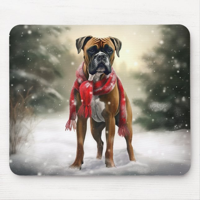 Mousepad Cachorro na neve no Natal (Frente)