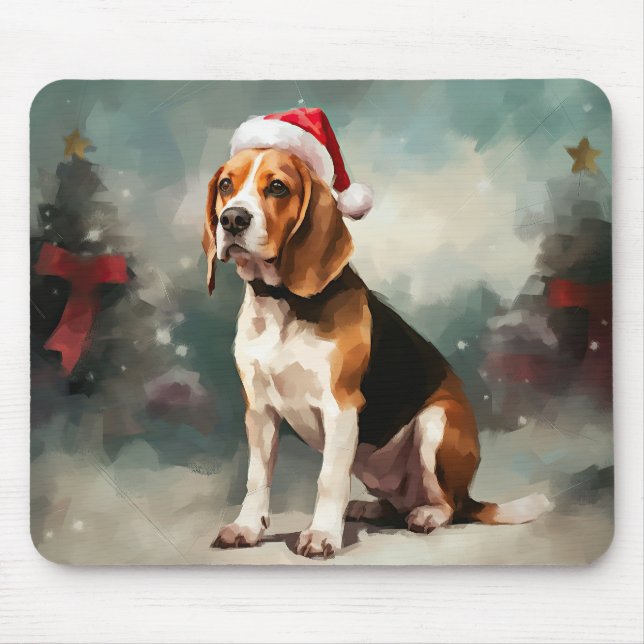 Mousepad Cachorro na neve no Natal (Frente)