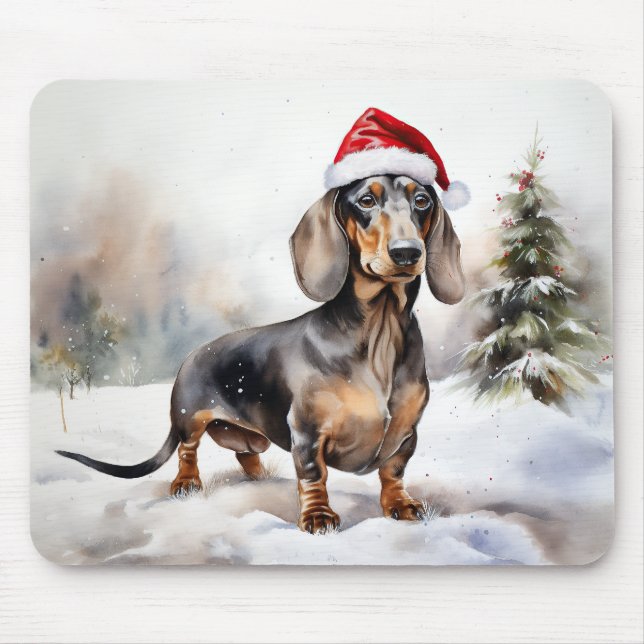 Mousepad Cachorro na neve no Natal (Frente)