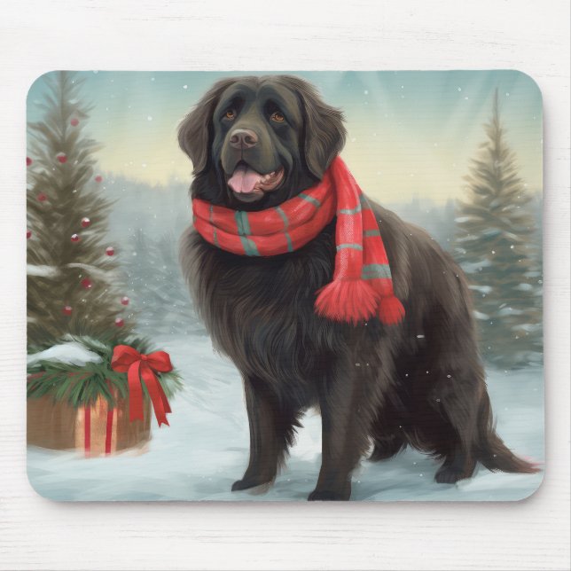 Mousepad Cachorro na Terra Nova no Natal da Neve (Frente)