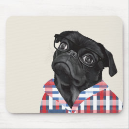 Mousepad Cachorro Negro Cachorro Com Óculos E Cheque Camisa