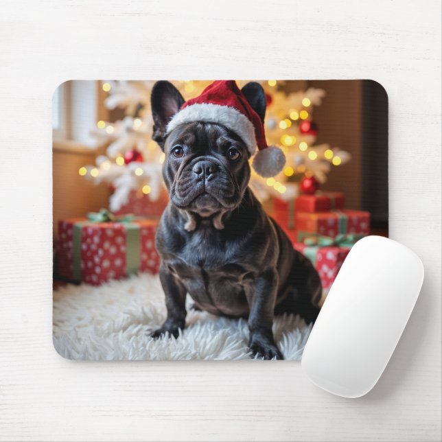Mousepad Cachorro Negro de Natal (Com mouse)