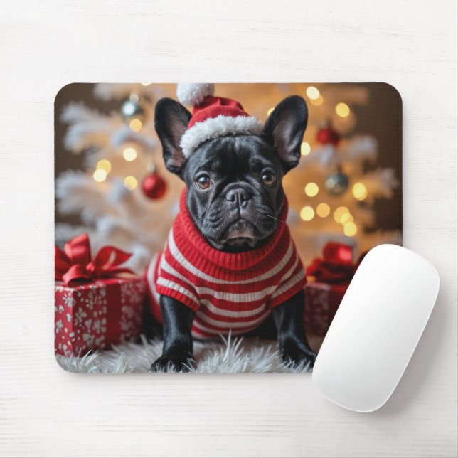Mousepad Cachorro Negro de Natal (Com mouse)