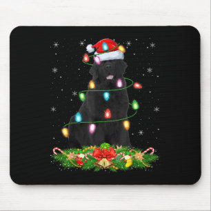 Mousepad Cachorro Newfoundland Luzes de Natal Chapéu Engraç